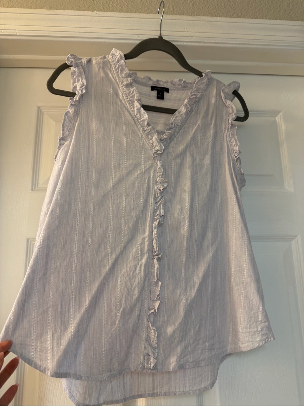 Ann Taylor Factory Light Lavender Ruffle-Trim V-Neck Camisole Top